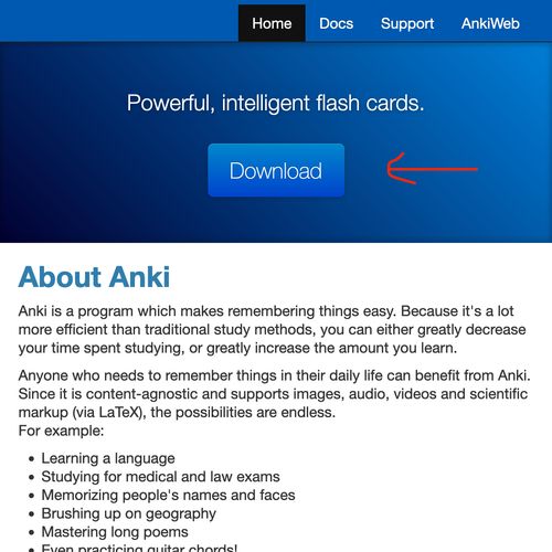 Anki Homepage Screenshot